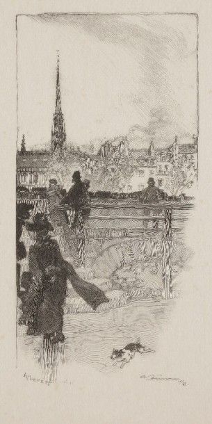 AUGUSTE LEPERE (1849-1918) Haarlem. 1901 ; Quai des Grands-Augustins ; Le Pont-Neuf....