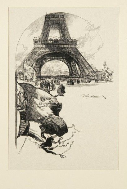 AUGUSTE LEPERE (1849-1918) Vues de Paris (Sortie de l’Exposition, Rue des Cordiers,...