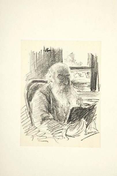 Maximilien Luce (1858-1941) Portrait de Camille Pissarro. Vers 1890. Lithographie....