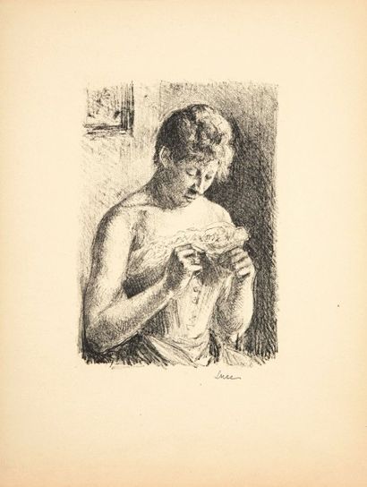 Maximilien Luce (1858-1941) Femme se faisant les ongles. Vers 1900. Zincographie....
