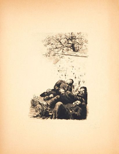 Maximilien Luce (1858-1941) Le Mur des Fédérés. Vers 1900. Lithographie. 190 x 270....