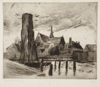 Maximilien Luce (1858-1941) Le Vapeur, Rotterdam ; Dordrecht, Hollande. Vers 1900....