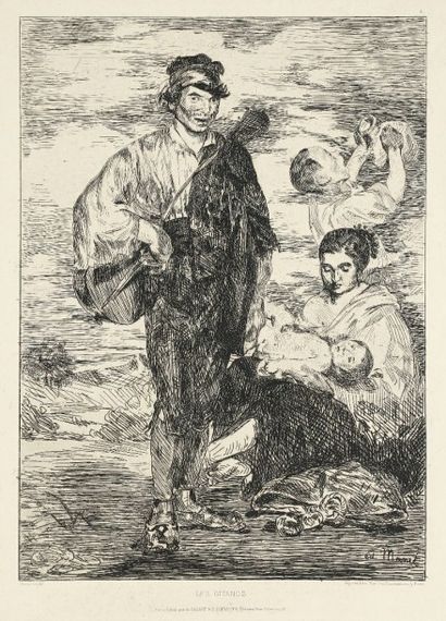 Edouard MANET (1832-1883) Les Gitanos. 1862. Eau-forte. 235 x 315. Guérin 21 ; Fisher...
