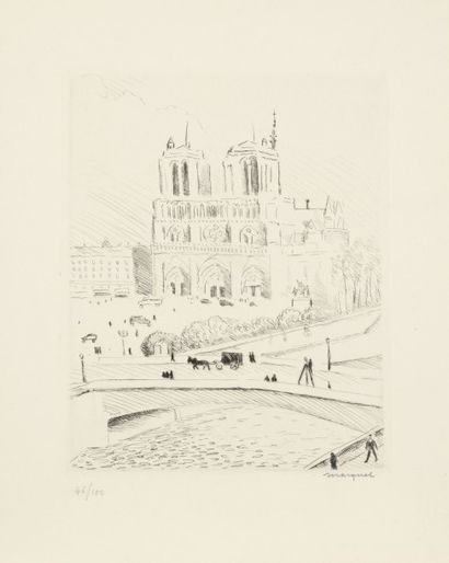 Albert Marquet (1875-1947) Notre-Dame de Paris. 1927. Pointe sèche. 160 x 200. Parfaite...