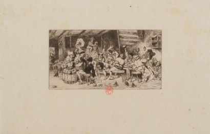 Léonce Petit (1839-1884) Le Gibet ; Danse macabre ; Sujet médiéval ; Fête à l’auberge....