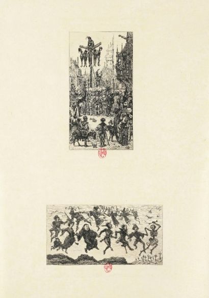 Léonce Petit (1839-1884) Le Gibet ; Danse macabre ; Sujet médiéval ; Fête à l’auberge....