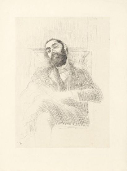 Camille PISSARRO (1830-1903) Convalescence (Lucien Pissarro). 1897. Zincographie....