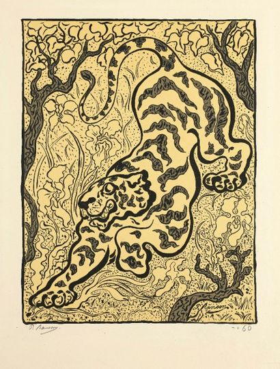 Paul-Elie RANSON (1861-1909) Tigre dans les jungles. 1893. Lithographie. 282 x 367....