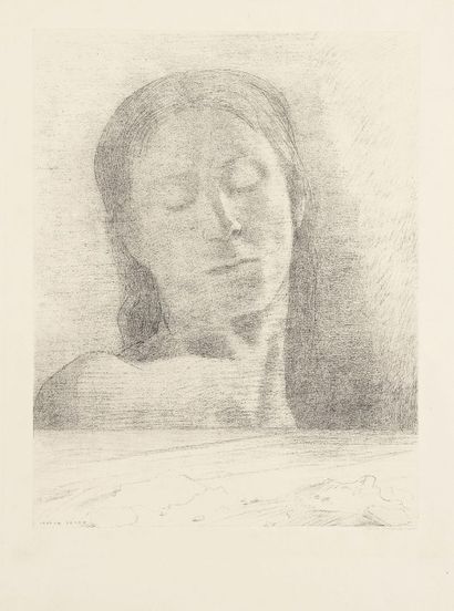 Odilon REDON (1840-1916) Yeux clos. 1890. Lithographie. 240 x 310. Mellerio 107....