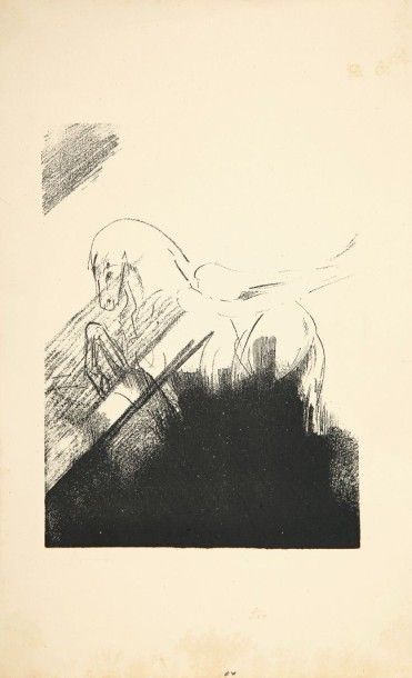 Odilon REDON (1840-1916) Cheval ailé. 1894. Lithographie. 119 x 159. Mellerio 127....