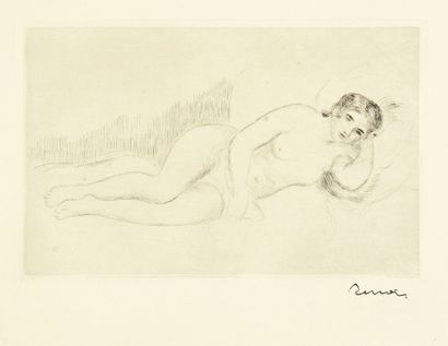 Pierre-Auguste RENOIR (1841-1919) Femme nue couchée (tournée à droite), 1re pl. Vers...