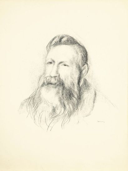 Pierre-Auguste RENOIR (1841-1919) Auguste Rodin. Vers 1910. Lithographie. 385 x 400....