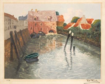 Frits Thaulow (1847-1907) Marée basse. Eau-forte et aquatinte. 610 x 485. Poulsson 6....