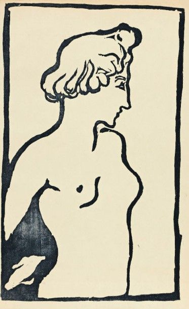 Louis VALTAT (1869-1952) Femme en buste vers la droite. Bois gravé. 155 x 260. Impression...