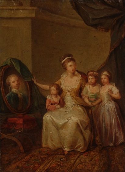 null École FRANCAISE vers 1780, entourage d’Antoine VESTIER
Portrait de famille 
Papier...