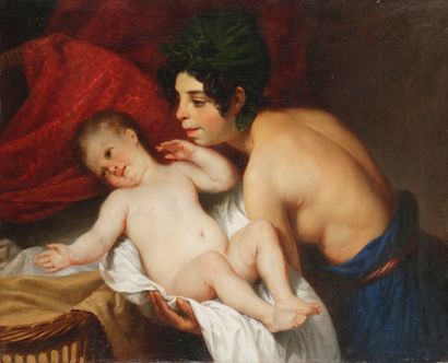 null Henri DE CAISNE 
(Bruxelles 1799 - Paris 1852)
Enfant et sa nourrice
Sur sa...