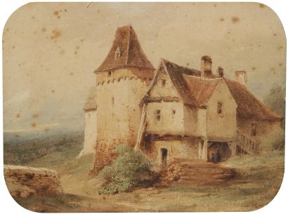 null Jean-Baptiste Louis HUBERT (Paris 1801 - ?)
Paysage à la barque - La Chaumière
Deux...
