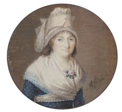 null LEFEVRE (actif fin du XVIIIe siècle)
Portrait de femme en coiffe régionale (Normandie ?),...