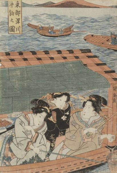 null Ensemble d’estampes par Kunisada, Kuniyoshi, Toyokuni , Kunichika et Kuniyasu,
Parties...