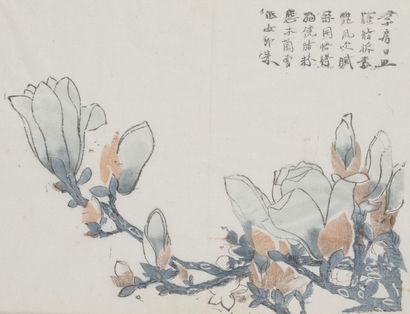 null CHINE - XIXe siècle
Ensemble de sept pages de l’album « shi zhu zhai «, studio...
