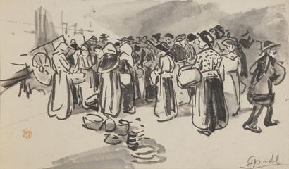 null Jules CHADEL (1870-1941)
Scènes de marché à Besse-en-Chandesse
2 dessins à l'encre...