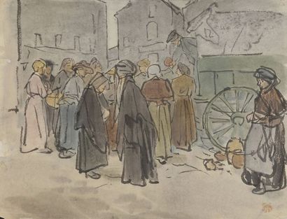 null Jules CHADEL (1870-1941)
Scènes de marché à Besse-en-Chandesse
2 dessins à l'encre...