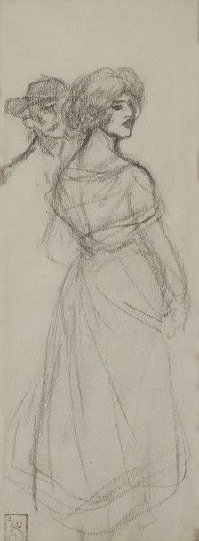 null Théophile Alexandre STEINLEN (1859-1923)
Couple
Dessin au crayon noir.
Porte...