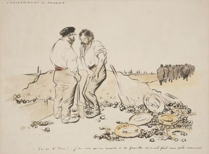 null Jean-Louis FORAIN (1852-1931)
L'Enterrement du Panama
Dessin à l'encre et aquarelle.
Signé...