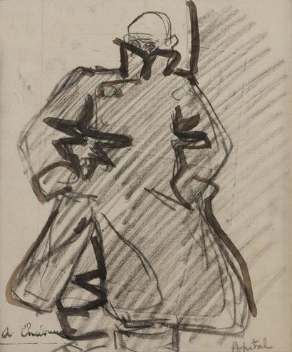  Auguste CHABAUD (1882-1955) A l'hôpital - Soldat, vers 1907 2 dessins à la mine...