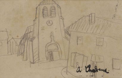  Auguste CHABAUD (1882-1955) Petite église - Village, vers 1907-1910 Dessins à la...