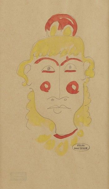 null André DERAIN (1880-1954)
Tête de femme
Dessin à la mine de plomb et aquarelle.
Porte...