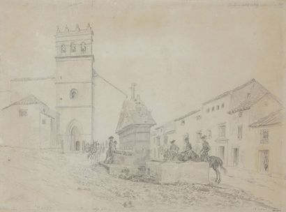 null Auguste RAFFET (1804-1860)
Vue de la fontaine Ocho Canos à Ronda
Crayon noir...