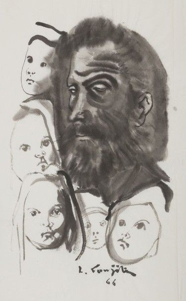 null Léonard Tsuguharu FOUJITA (1886-1968)
Le Christ et les petits enfants, 1966
Dessin...