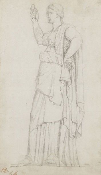 Jacques-Louis DAVID (1748-1825) Vestale Crayon...