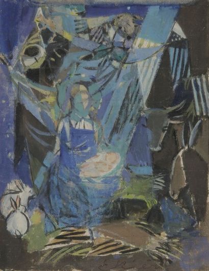 null Jan EKIERT (1907-1993)
La Crèche
Gouache.
Signée en pied.
11 x 8,5 cm