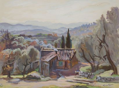 Louis RIOU (1893-1958)
Paysage provençal
Gouache.
Signée...