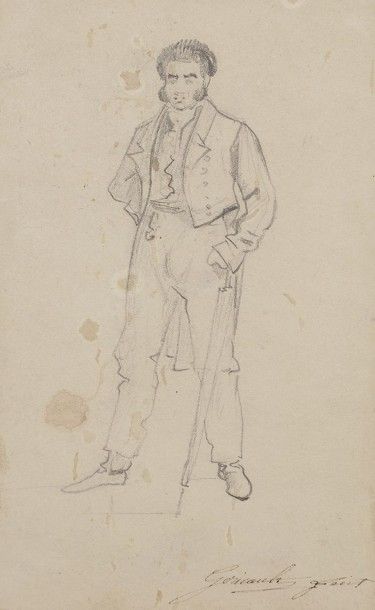 null Théodore GÉRICAULT (1791-1824)
Étude d'homme en pied
Crayon noir.
Annoté en...