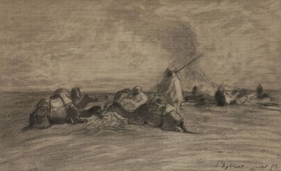 null Eugène FROMENTIN (1820-1876)
Campement à la Haghouat, 1853
Crayon noir et estompe.
Mise...