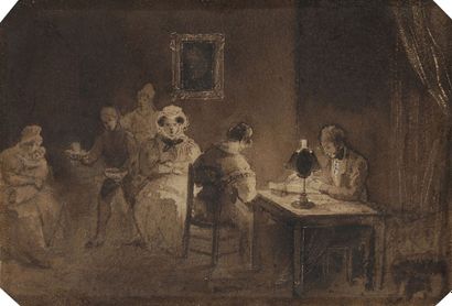 Henri MONNIER (1799-1877) Scène d'intérieur...
