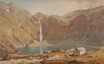 null Marius ENGALIÈRE (1824-1857)
Lac d’Oo dit aussi lac de Séculéjo (Bagnères-de-Luchon)
Aquarelle...