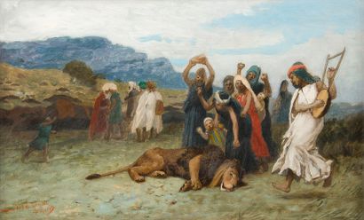 null Jean-Léon Gérôme (Vesoul 1824 - Paris 1904)
La chasse au lion 
Sur sa toile...
