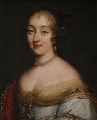 null Attribué à Charles BEAUBRUN
(1604 - 1692)
Portrait de dame de qualité en buste
Toile
55...
