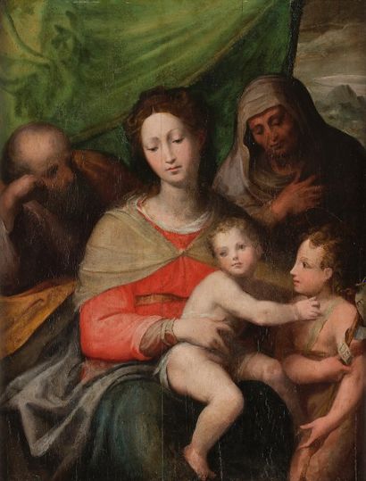 null Attribué à Alessandro CASOLANI (1552 - 1606)
Sainte famille avec saint Jean...
