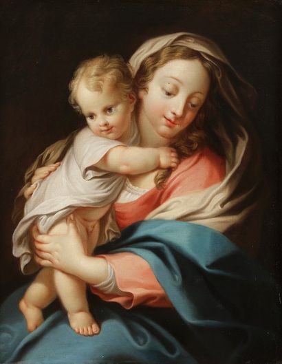 null École ROMAINE vers 1700,
suiveur de Carlo MARATTA
Madone à l’Enfant
Toile
80...