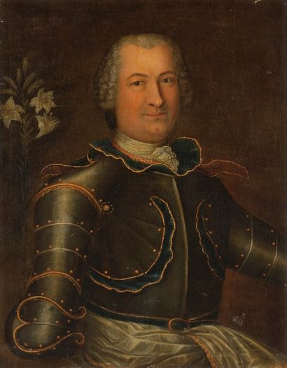 null Jean-Pierre SAUVAGE
(Luxembourg 1699 - Bruxelles 1780)
Portrait d’une dame tenant...