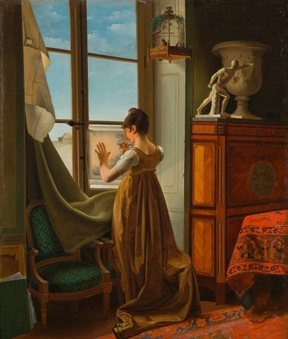 null attribué à Louise-Adéone DROLLING (Paris 1797-1834)
La jeune dessinatrice
Toile
67...