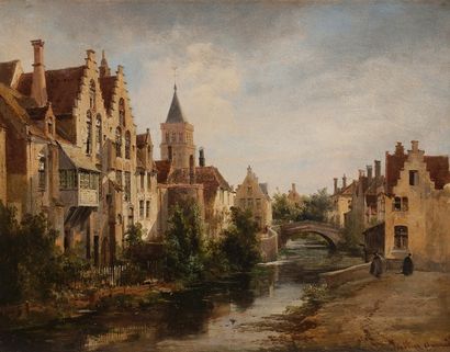 null Pierre Justin OUVRIE (Paris 1806 - 1879)
Vue de Bruges, partie orientale des...