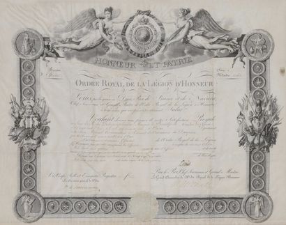 null FRANCE 
ORDRE DE LA LÉGION D’HONNEUR, institué en 1802. 
Brevet d’officier d’époque...