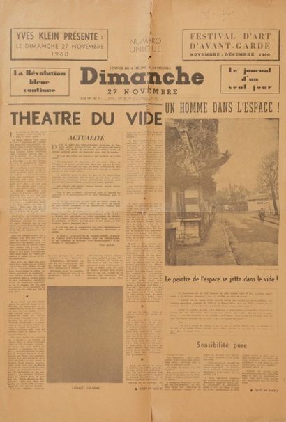 null [Yves KLEIN]
Dimanche, Journal d’un seul jour, (Théâtre du vide), 1960
Journal...