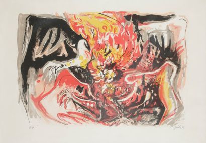 null Édouard PIGNON (1905-1993)
Scène d’incendie, 1969
Lithographie.
Signée, datée...